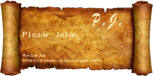 Piszár Jolán névjegykártya